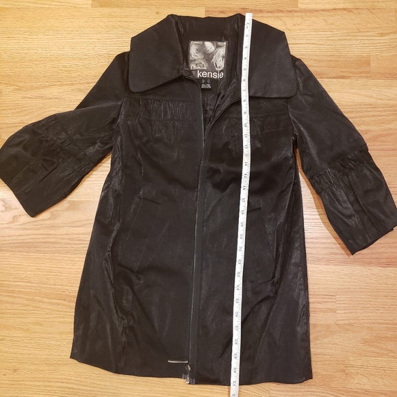 Kensie Black Satin Collared Jacket - Picture 9 of 12